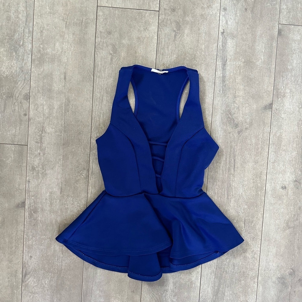 Soprano Women’s Royal Blue Sleeveless Peplum Blouse size small